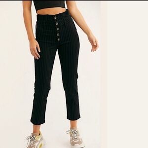 Free people montella black striped pants